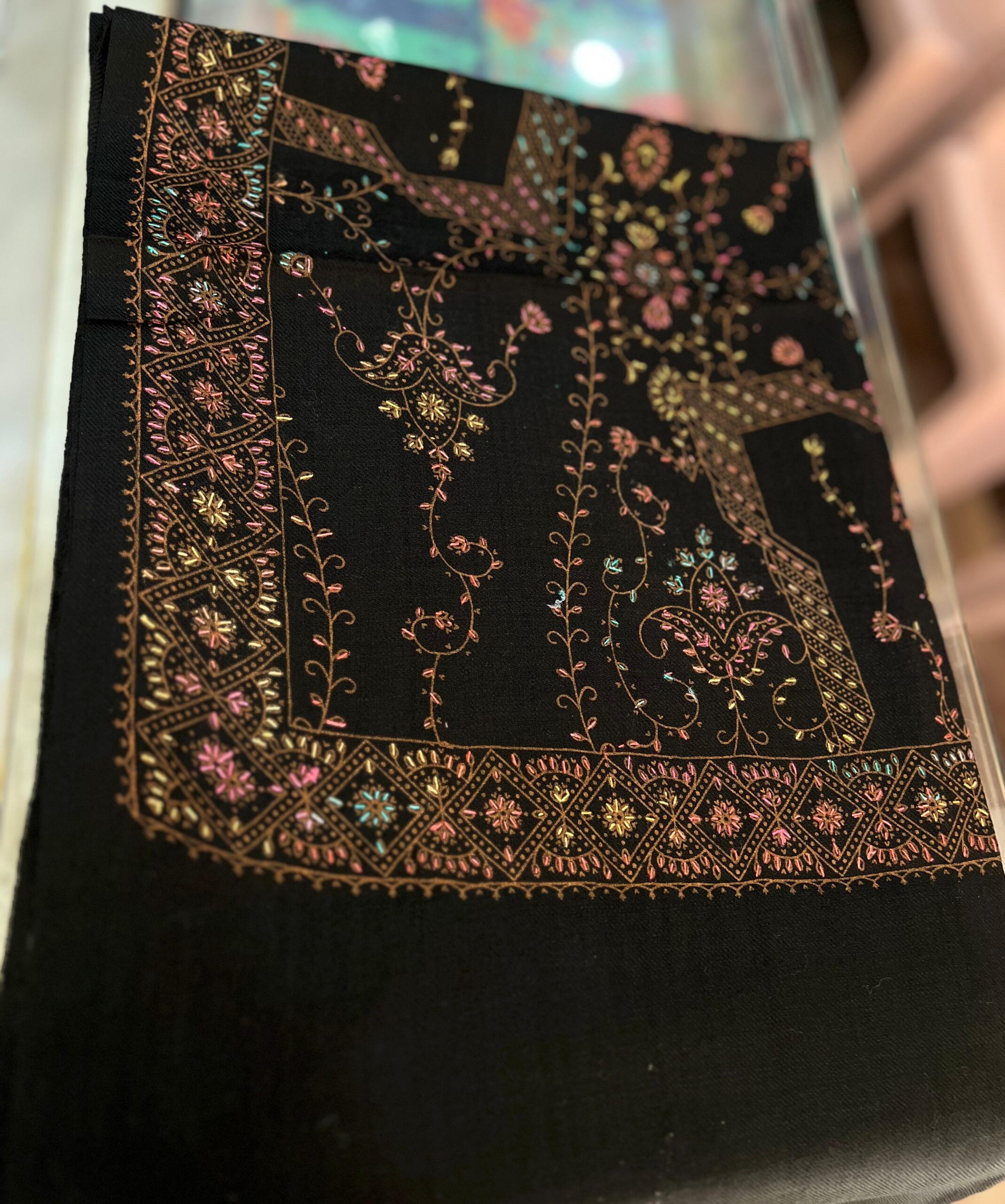 Ladies shawl — embroidered silk